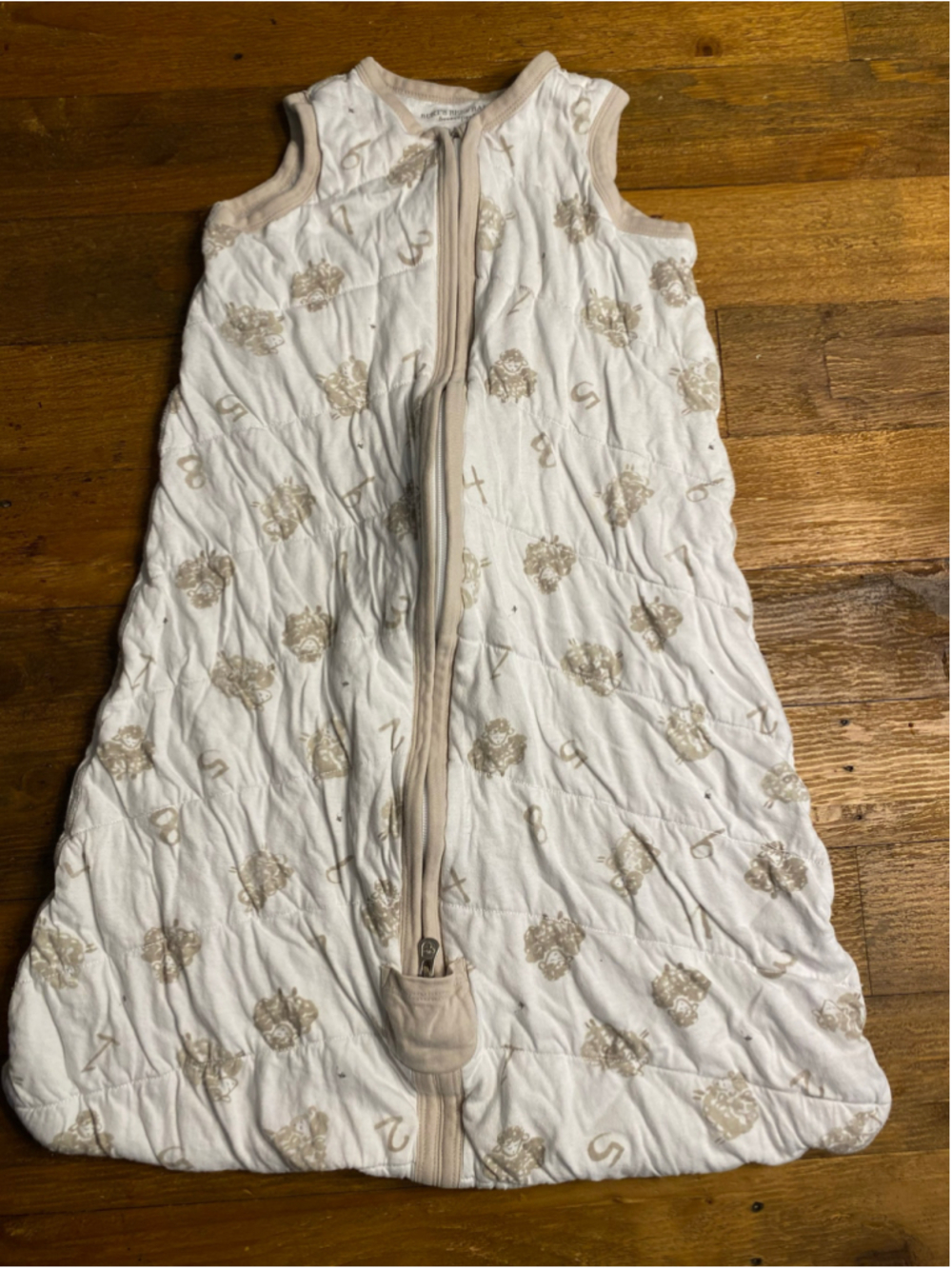 Burt's Bees Baby Sleep Sack Large 12-18 M White Beige counting sheep
